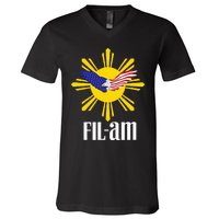 Fil Am Patriotic Wear For Filipino Americans Who Have Pride V-Neck T-Shirt