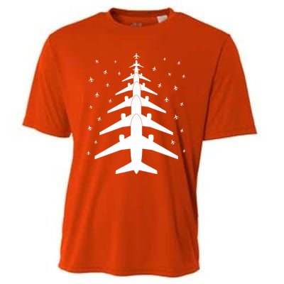 Funny Airplane Pilot Christmas Tree For Flying Aviatior Gift Cooling Performance Crew T-Shirt