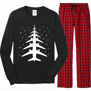 Funny Airplane Pilot Christmas Tree For Flying Aviatior Gift Long Sleeve Pajama Set