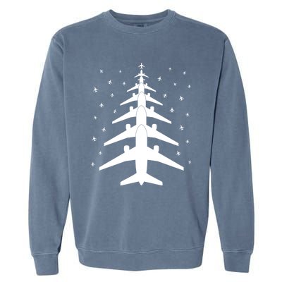 Funny Airplane Pilot Christmas Tree For Flying Aviatior Gift Garment-Dyed Sweatshirt