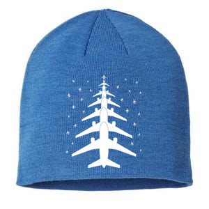 Funny Airplane Pilot Christmas Tree For Flying Aviatior Gift Sustainable Beanie