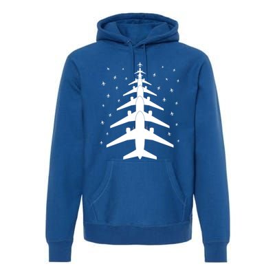 Funny Airplane Pilot Christmas Tree For Flying Aviatior Gift Premium Hoodie