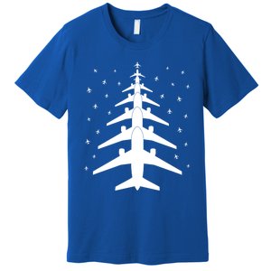 Funny Airplane Pilot Christmas Tree For Flying Aviatior Gift Premium T-Shirt