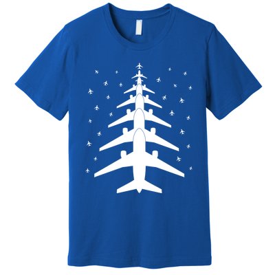 Funny Airplane Pilot Christmas Tree For Flying Aviatior Gift Premium T-Shirt