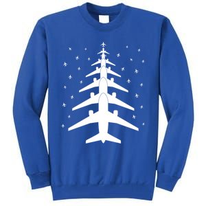 Funny Airplane Pilot Christmas Tree For Flying Aviatior Gift Tall Sweatshirt