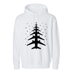 Funny Airplane Pilot Christmas Tree For Flying Aviatior Gift Garment-Dyed Fleece Hoodie