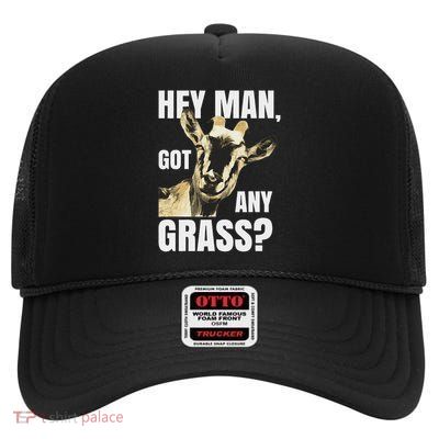 Farm Animal Pun Goas Pets Meme Funny Goat High Crown Mesh Back Trucker Hat