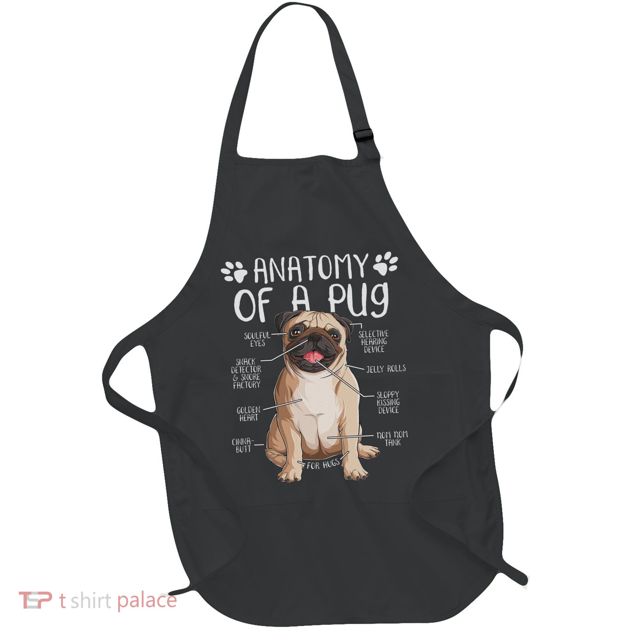 Funny Anatomy Pug Dog Pug Lover Full-Length Apron With Pockets