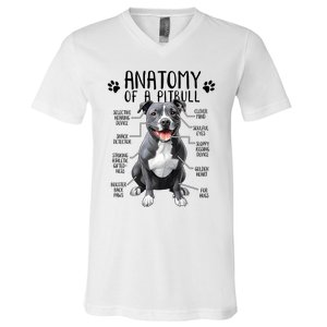 Funny Anatomy Pitbull Dog Cute Pittie Lover Pit Bull Owner V-Neck T-Shirt