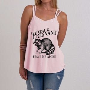 Feral And Pregnant Leave Me Alone Funny Pregnancy Humor Women's Strappy Tank