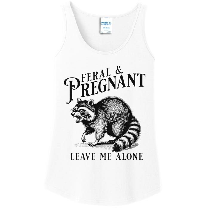 Feral And Pregnant Leave Me Alone Funny Pregnancy Humor Ladies Essential Tank