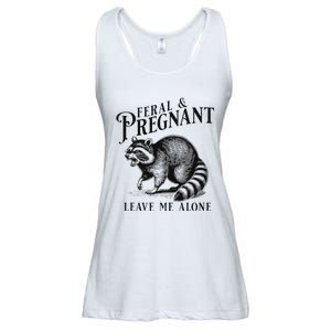 Feral And Pregnant Leave Me Alone Funny Pregnancy Humor Ladies Essential Flowy Tank