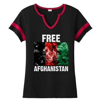 Free Afghanistan Pray For AFG Support Ladies Halftime Notch Neck Tee