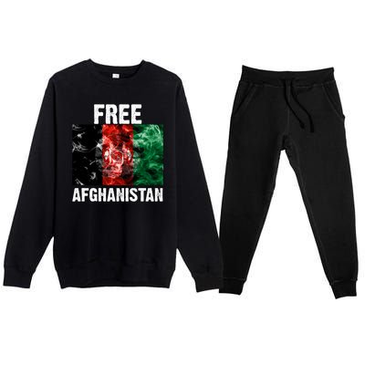 Free Afghanistan Pray For AFG Support Premium Crewneck Sweatsuit Set