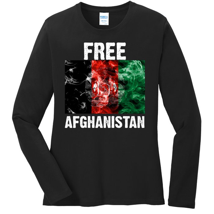 Free Afghanistan Pray For AFG Support Ladies Long Sleeve Shirt