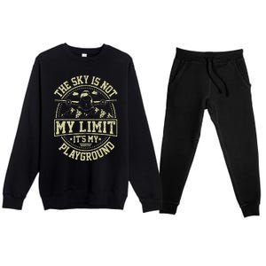 Funny Aviator Pilot Airplane Plane Aviation Gifts Premium Crewneck Sweatsuit Set