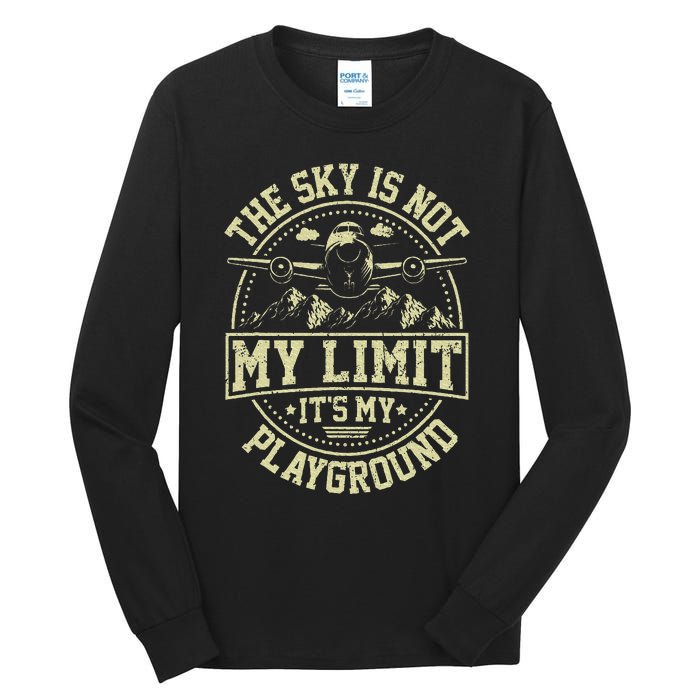 Funny Aviator Pilot Airplane Plane Aviation Gifts Tall Long Sleeve T-Shirt