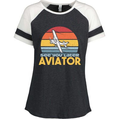 Funny Airplane Pilot Costume See You Later Aviator Pilot Meaningful Gift Enza Ladies Jersey Colorblock Tee