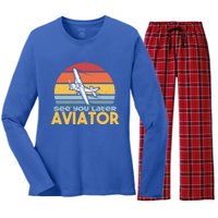 Funny Airplane Pilot Costume See You Later Aviator Pilot Meaningful Gift Women's Long Sleeve Flannel Pajama Set 