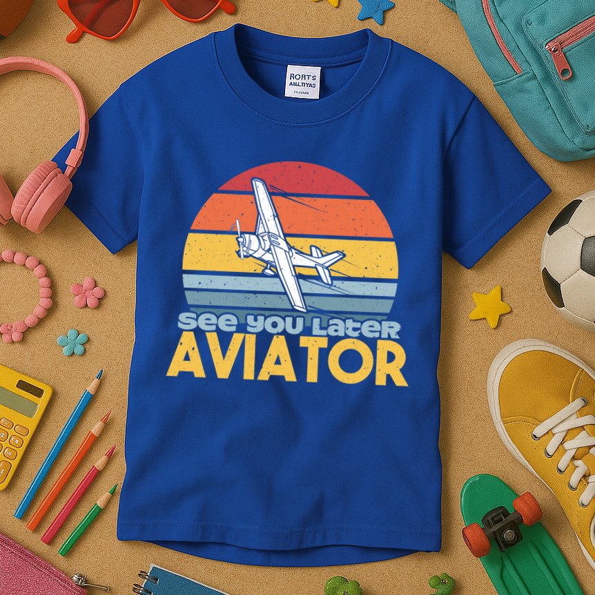 Funny Airplane Pilot Costume See You Later Aviator Pilot Meaningful Gift Kids T-Shirt