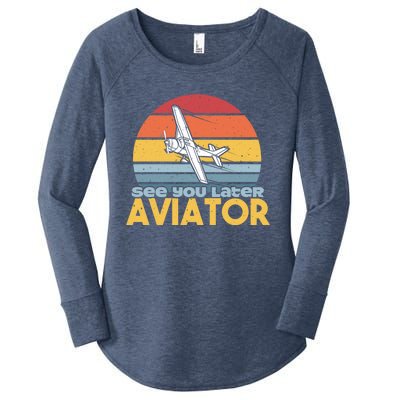 Funny Airplane Pilot Costume See You Later Aviator Pilot Meaningful Gift Women's Perfect Tri Tunic Long Sleeve Shirt