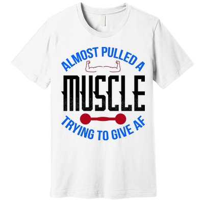 Funny Almost Pulled A Muscle Trying To Give A AF Premium T-Shirt