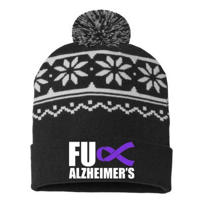 Fuck Alzheimer's Purple Ribbon USA-Made Snowflake Beanie