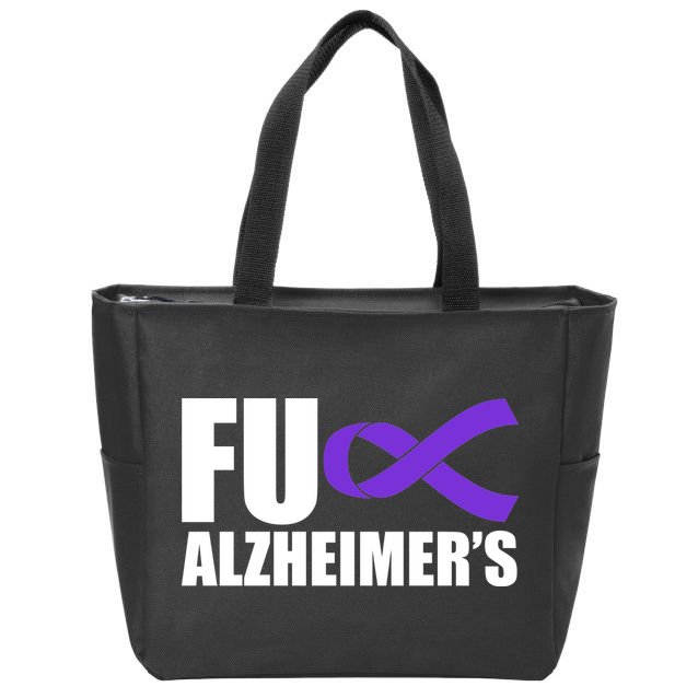 Fuck Alzheimer's Purple Ribbon Zip Tote Bag