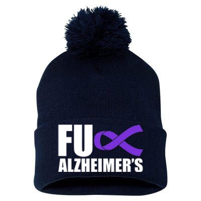 Fuck Alzheimer's Purple Ribbon Pom Pom 12in Knit Beanie