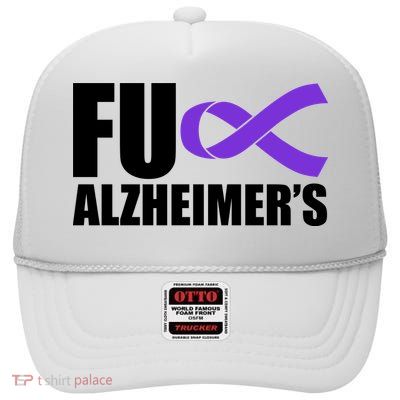 Fuck Alzheimer's Purple Ribbon High Crown Mesh Back Trucker Hat