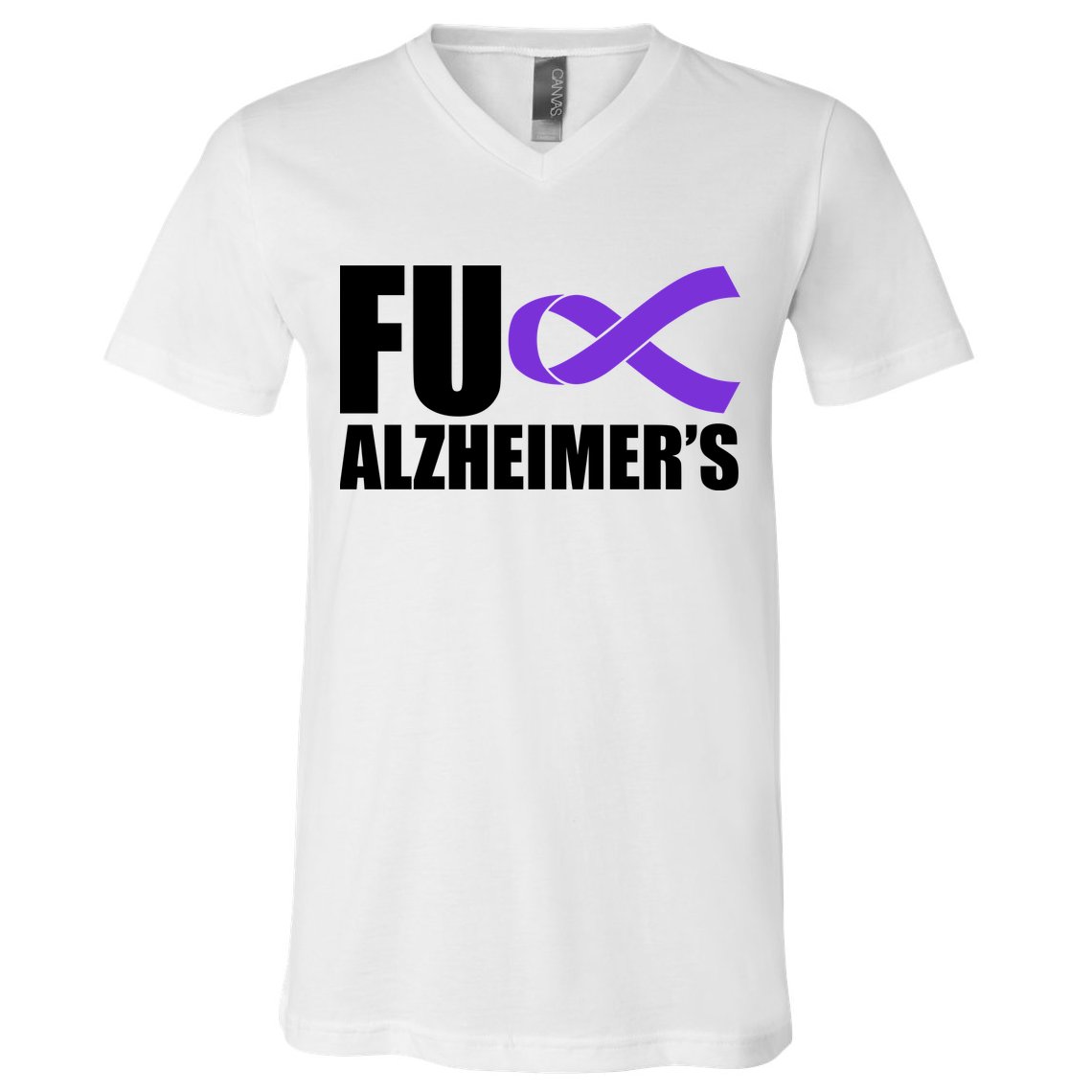 Fuck Alzheimer's Purple Ribbon V-Neck T-Shirt