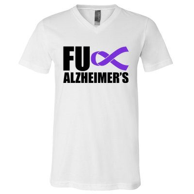 Fuck Alzheimer's Purple Ribbon V-Neck T-Shirt