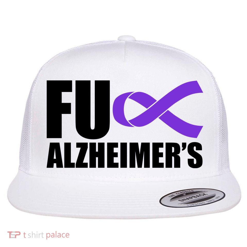 Fuck Alzheimer's Purple Ribbon Flat Bill Trucker Hat