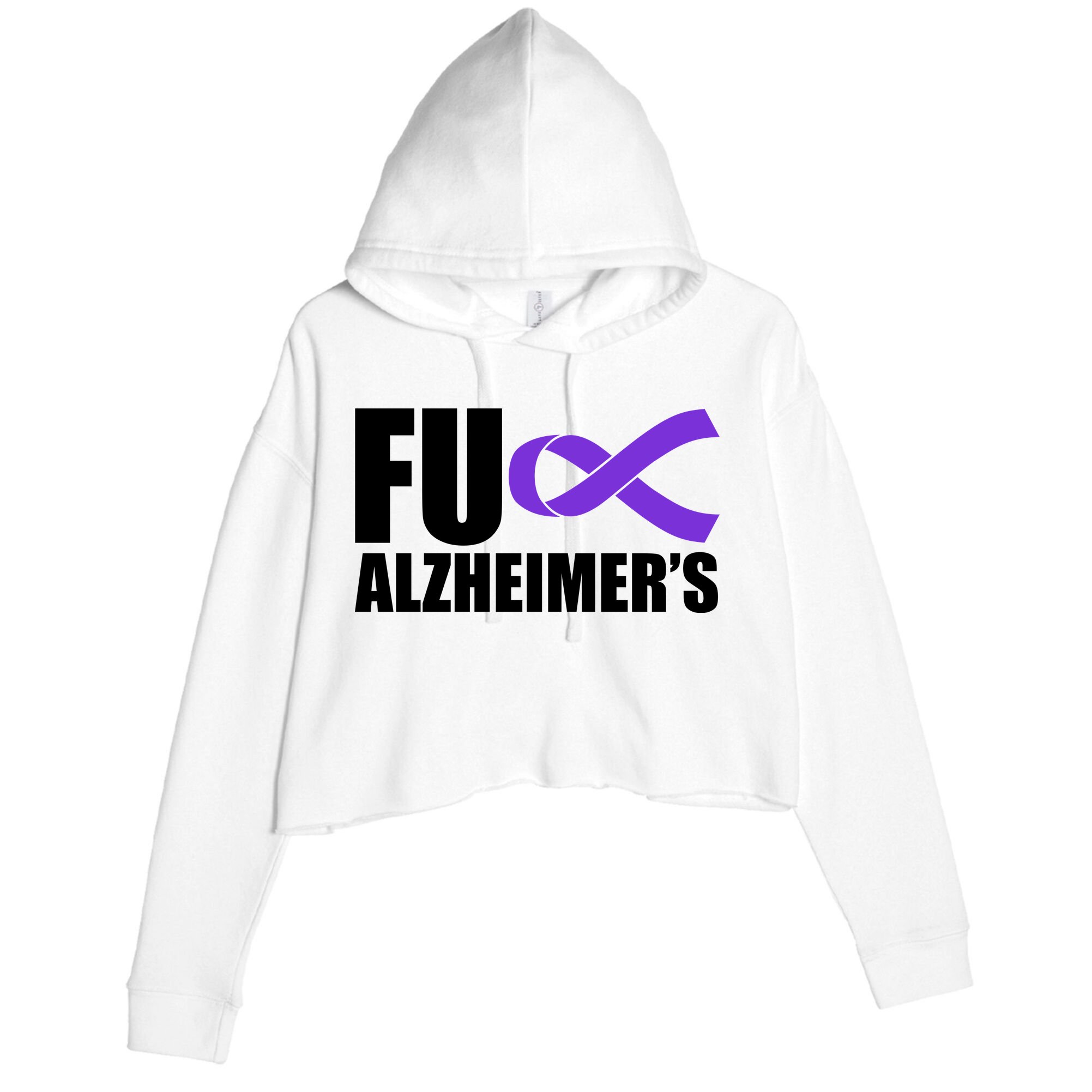 Fuck Alzheimer's Purple Ribbon Crop Fleece Hoodie
