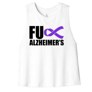 Fuck Alzheimer's Purple Ribbon Women's Racerback Cropped Tank