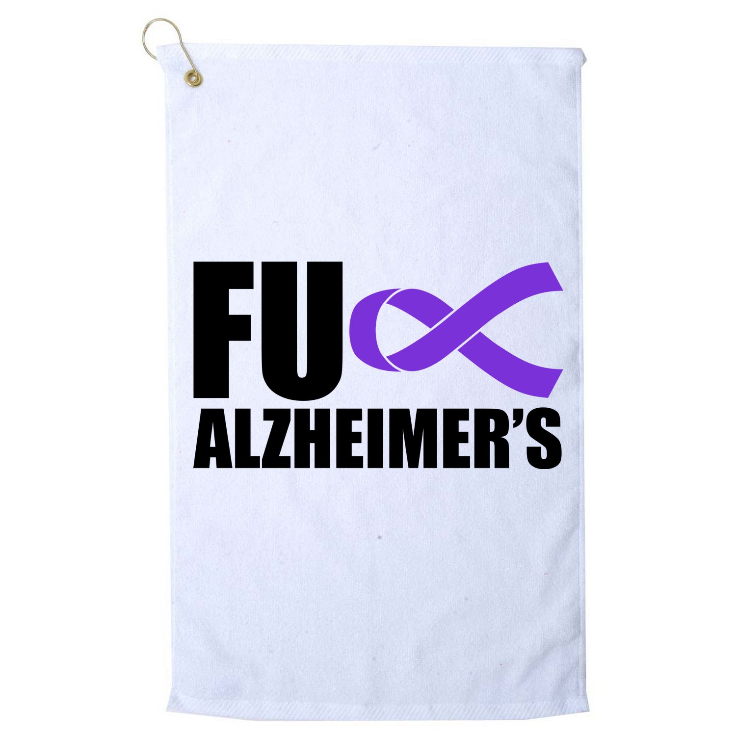 Fuck Alzheimer's Purple Ribbon Golf Towel