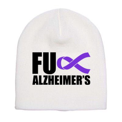 Fuck Alzheimer's Purple Ribbon Short Acrylic Beanie