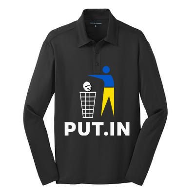 Funny Anti Putin Meme Put.In Support Ukraine Silk Touch Performance Long Sleeve Polo