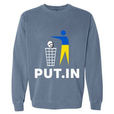 Funny Anti Putin Meme Put.In Support Ukraine Garment-Dyed Sweatshirt