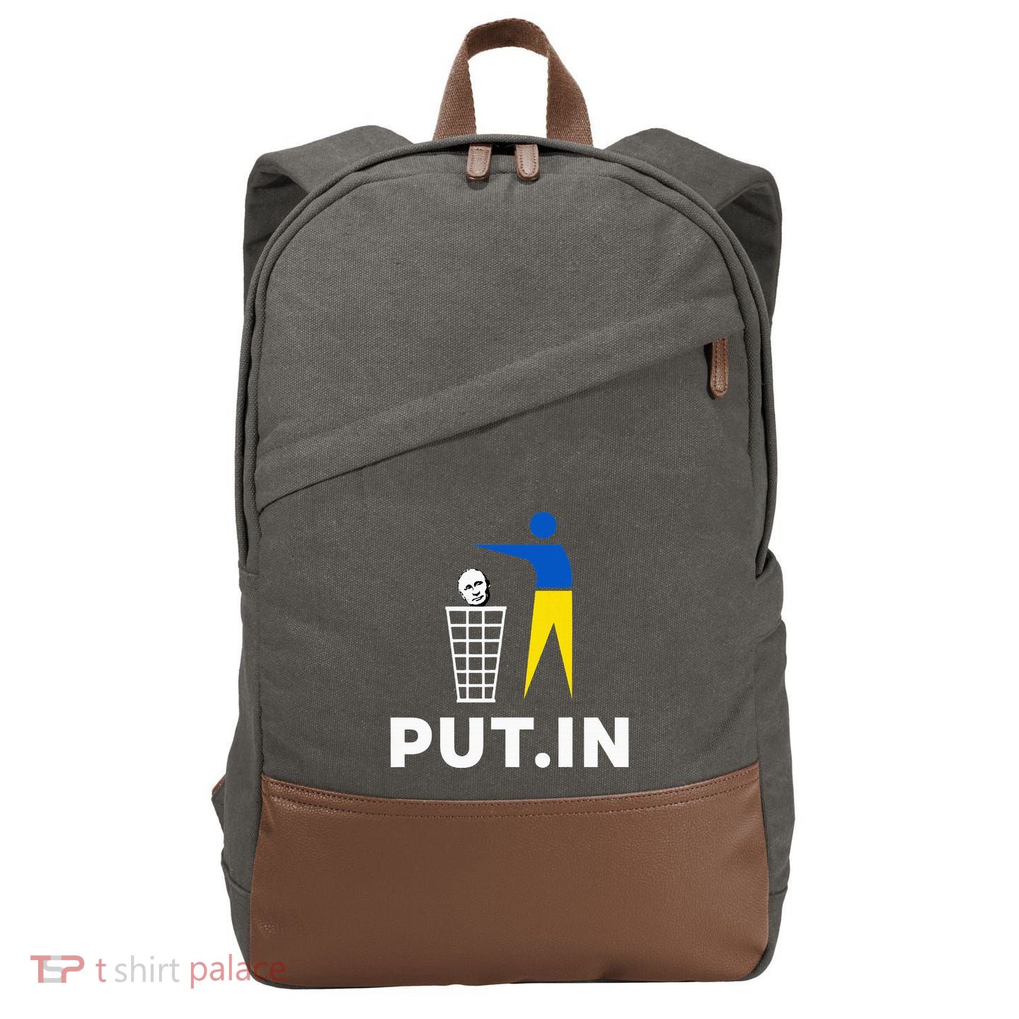 Funny Anti Putin Meme Put.In Support Ukraine Cotton Canvas Backpack