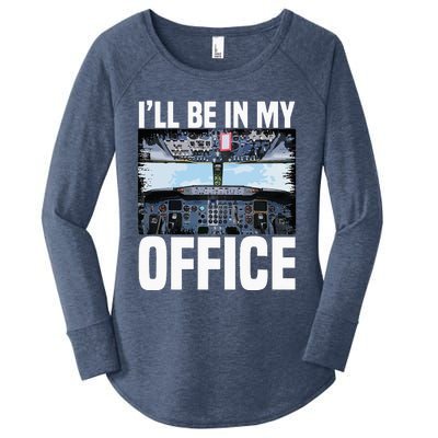 Funny Airplane Pilot Ill Be In My Office Airline Captain Women's Perfect Tri Tunic Long Sleeve Shirt