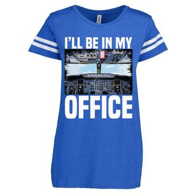 Funny Airplane Pilot Ill Be In My Office Airline Captain Enza Ladies Jersey Football T-Shirt