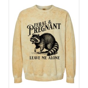 Feral And Pregnant Leave Me Alone Funny Pregnancy Humor Colorblast Crewneck Sweatshirt