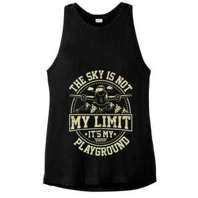 Funny Aviator Pilot Airplane Plane Aviation Ladies PosiCharge Tri-Blend Wicking Tank