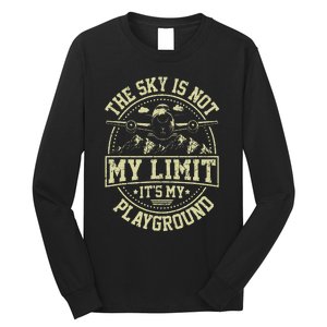 Funny Aviator Pilot Airplane Plane Aviation Long Sleeve Shirt