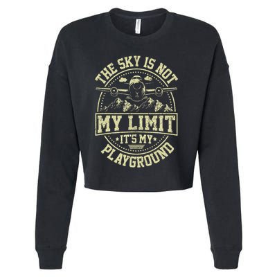 Funny Aviator Pilot Airplane Plane Aviation Cropped Pullover Crew