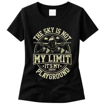 Funny Aviator Pilot Airplane Plane Aviation Womens T-Shirt
