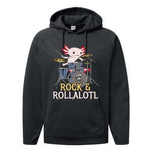 Funny Axolotl Playing Drums Rock Drummer Band Musician Performance Fleece Hoodie