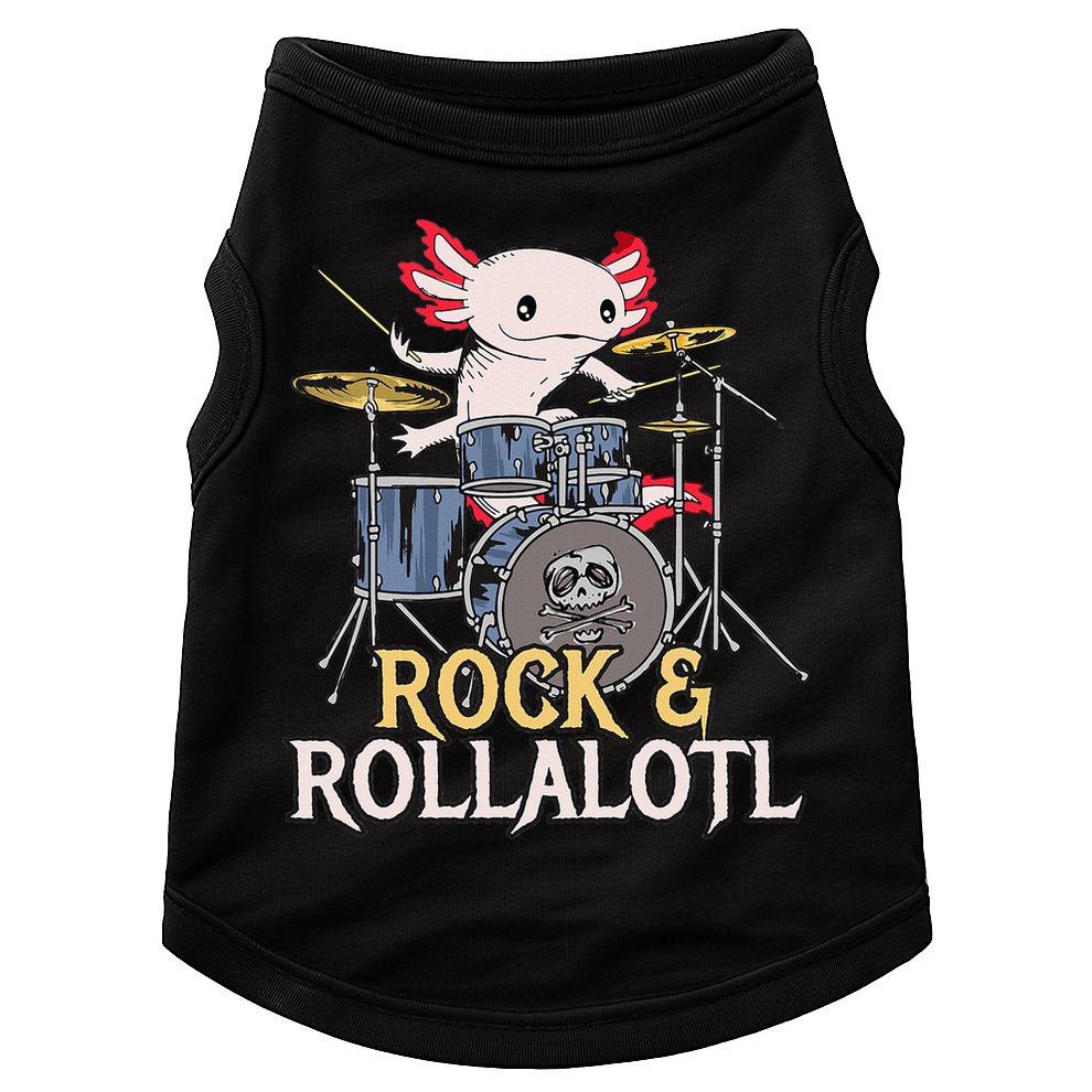 Funny Axolotl Playing Drums Rock Drummer Band Musician Doggie Tank