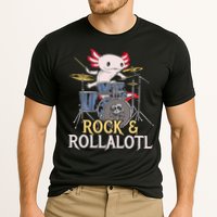 Funny Axolotl Playing Drums Rock Drummer Band Musician Cooling Performance Crew T-Shirt